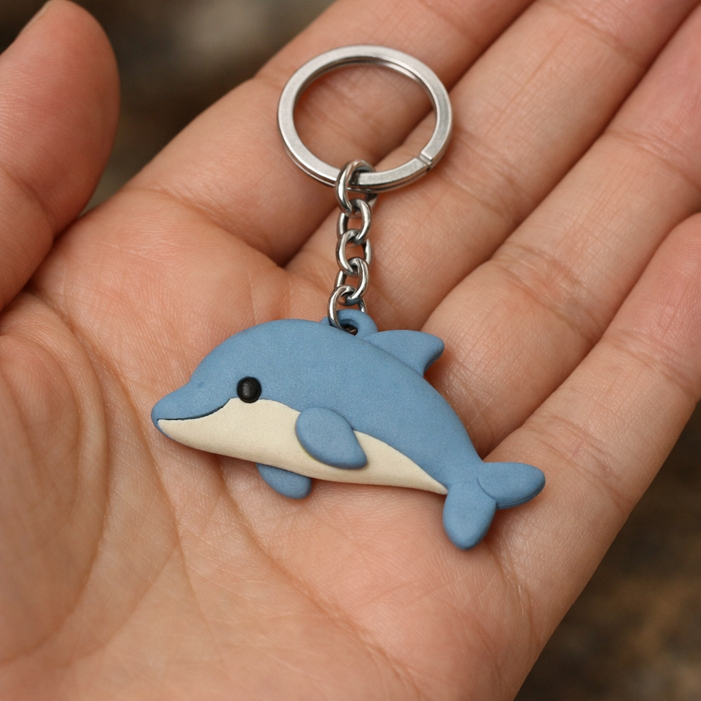 Dolphin Clay Keychain